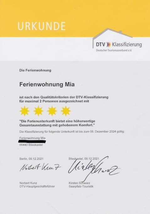 4****Sterne Ferienwohnung Mia Dtv Klassifizierung Blieskastel Zewnętrze zdjęcie